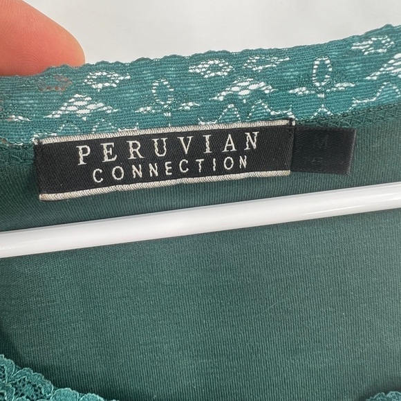 Peruvian Connection green blouse long sleeve M - Picture 3 of 7